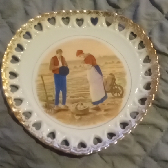 Set of 3 Vintage lattice edge work decorative plates - Picture 2 of 8